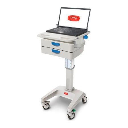 Capsa Solutions Capsa Healthcare LX5 Non-Powered Laptop Cart, Two 3" Drawers, 45 lbs. Weight Capacity LX5-NG-D20-M-45